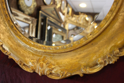 Ø 47 Cm, Miroir Rond De Style Louis XV, Glace Biseautée