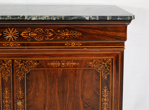 Charles X period rosewood chest of drawers with doors