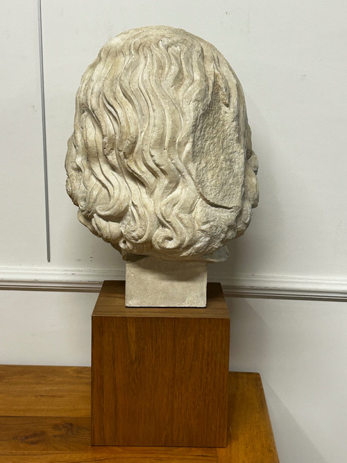 Large Medieval Apostle Head - 20th Century Plaster Cast H 61 Cm