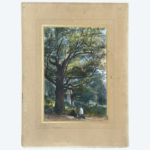 Armand Théophile Cassagne (1823-1907) Veduta acquerellata della foresta di Fontainebleau 1866