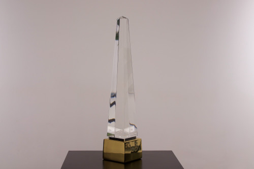 Obelisk" lamp in lucite.