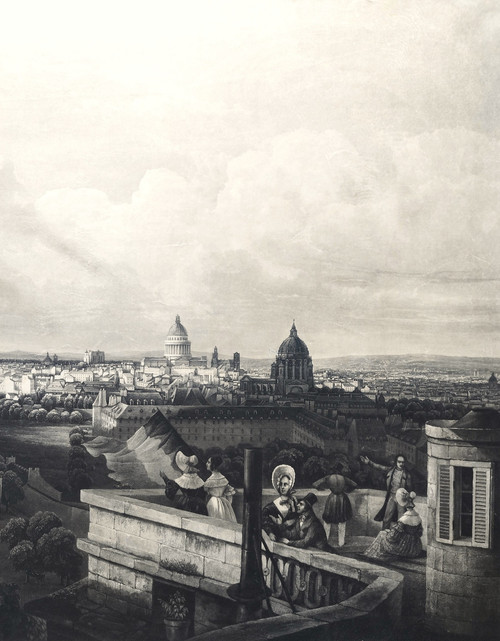 Paris Vue Prise De La Terrasse De l'Observatoire Gravure Par Himely 19ème