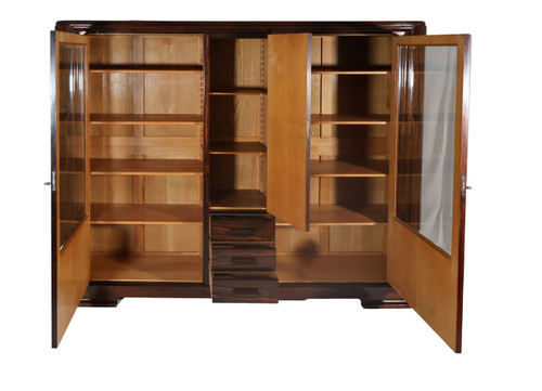 Art Deco macassar ebony bookcase