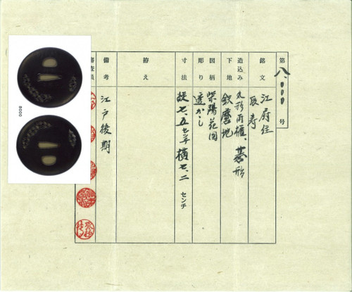 Tsuba signée TATSUTOSHI de l'école Akao