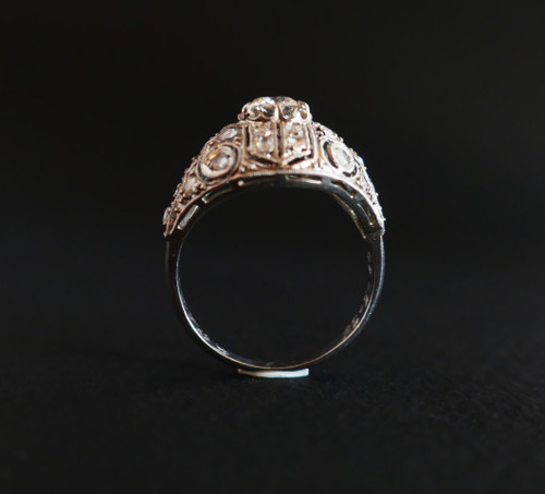 Art Deco Platinum And Diamond Dome Ring.