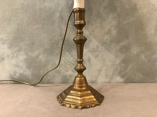 Candlestick mounted as an 18th century lamp