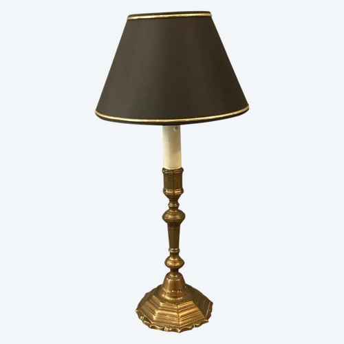 Candlestick mounted as an 18th century lamp