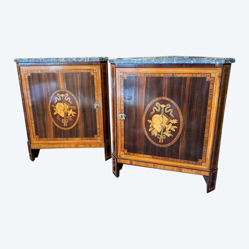 Pair of 18th century Louis XVI corner cupboards