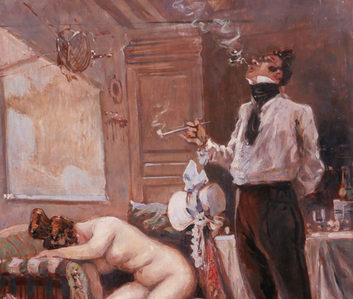 Georges CONRAD 1874-1936 Le départ en voyage de l'homme aimé, painting, circa 1900