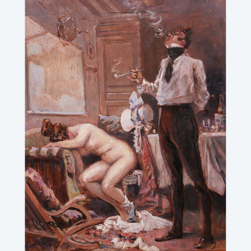 Georges CONRAD 1874-1936 Le départ en voyage de l'homme aimé, painting, circa 1900