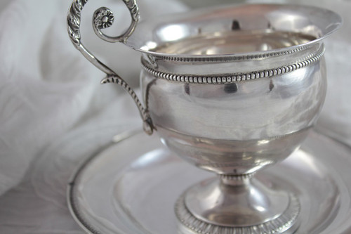 Solid silver cup and saucer 'Vieillard' hallmark, big guarantee Paris (1819-1838)