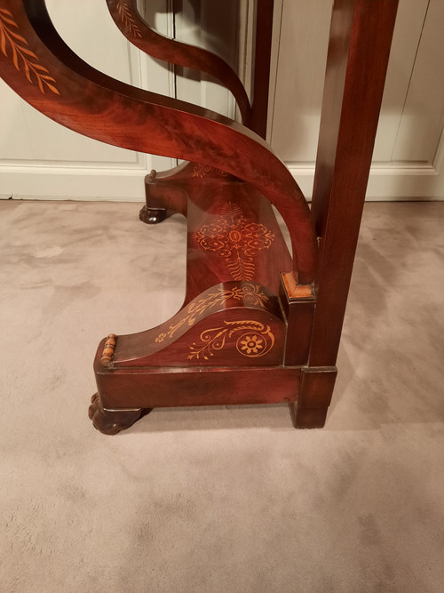 Charles X period console in mahogany and sycamore.