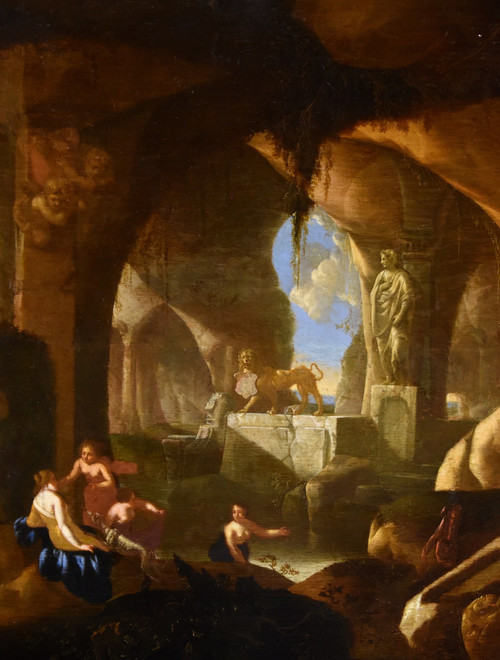 Diana And The Nymphs Bathing In A Cave, Jacques Muller (utrecht 1630 - 1680) Signed: 'j. Muller