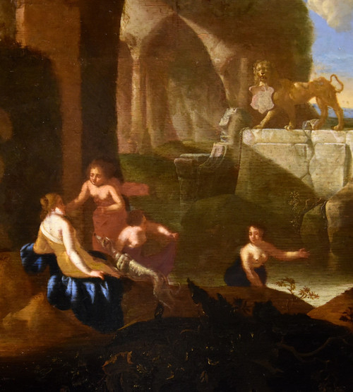 Diana And The Nymphs Bathing In A Cave, Jacques Muller (utrecht 1630 - 1680) Signed: 'j. Muller