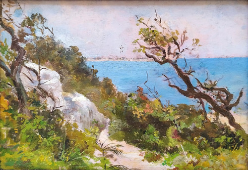 Oil Painting Mediterranean Landscape 19th C