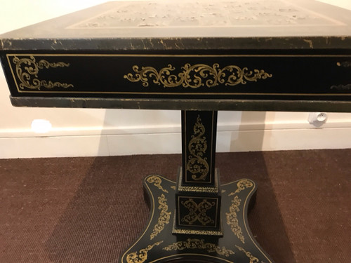 Games table in black wood and mother-of-pearl decor 20th century 