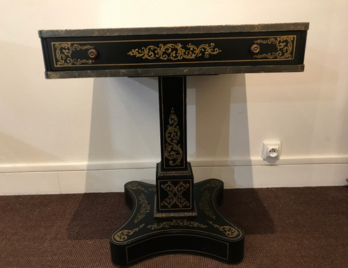 Games table in black wood and mother-of-pearl decor 20th century 