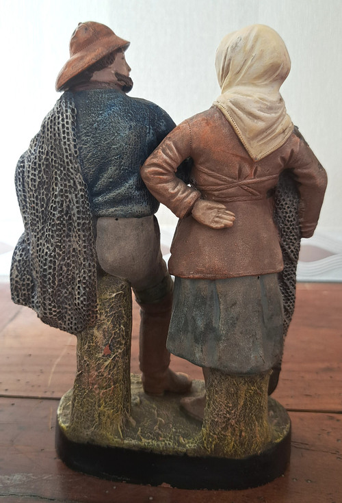 Terracotta couple of fishermen from St Nazaire 20th century