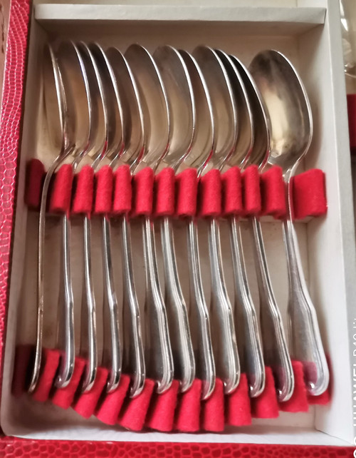 Antique silver-plated household set. Goldsmith's hallmarks on each piece.