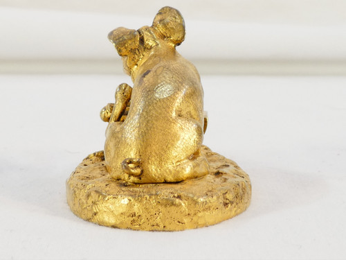 Little Pig with a tub in gilded bronze