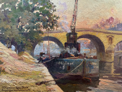 Marcel Thibault - Il Pont Marie a Parigi Olio su tela