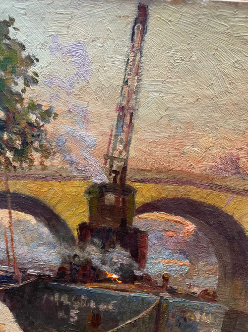 Marcel Thibault - Il Pont Marie a Parigi Olio su tela