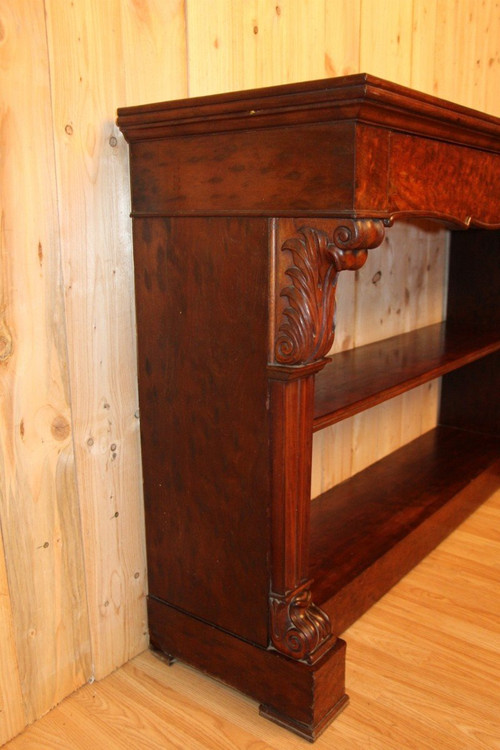 Large 19th century dappled mahogany console table