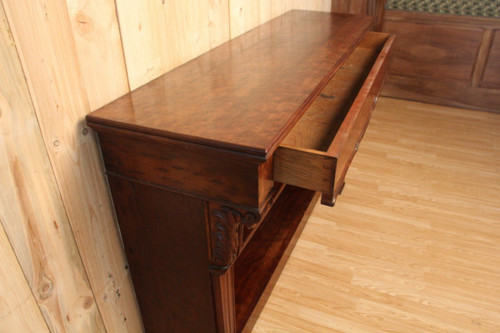 Large 19th century dappled mahogany console table