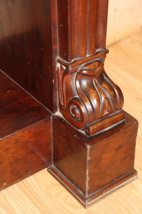 Large 19th century dappled mahogany console table