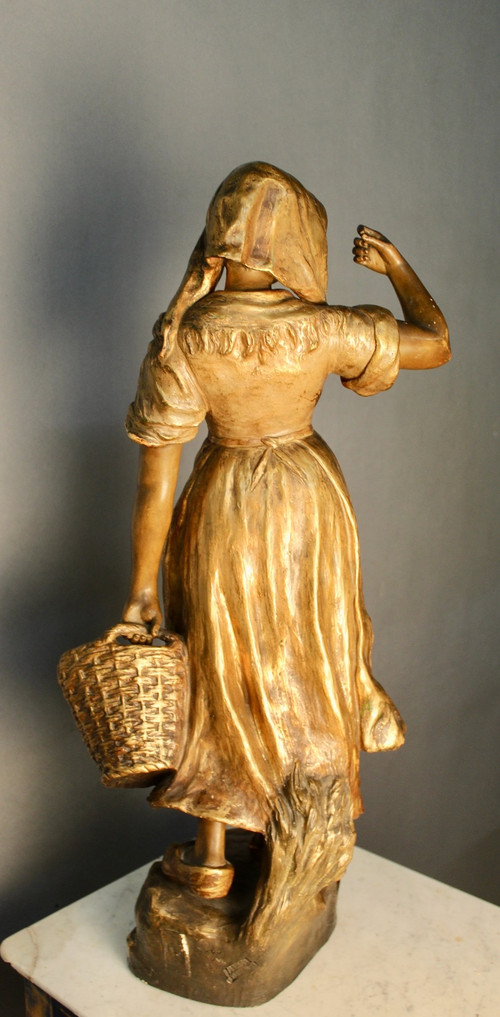 "Friedrich Goldscheider, Jeune Femme" Gilded Terracotta