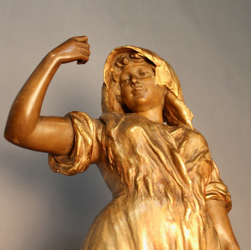 "Friedrich Goldscheider, Jeune Femme" Gilded Terracotta