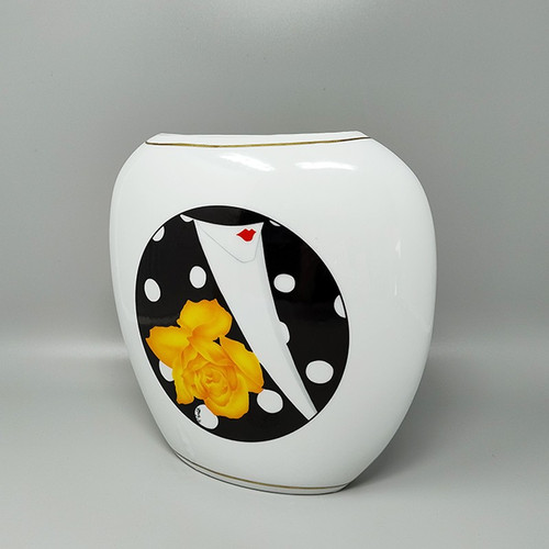 Vaso in porcellana Gogeous degli anni '70 di R. Ortol per Limoges. Prodotto in Francia