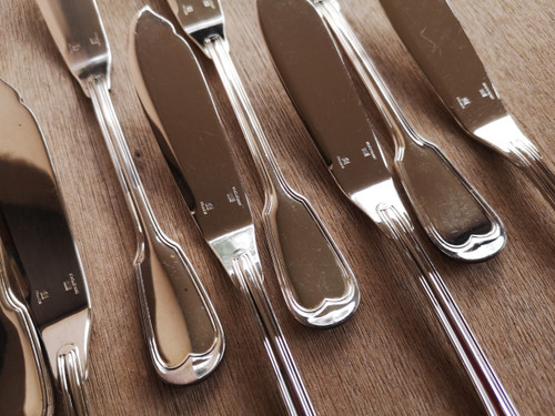 12 individual fish cutlery Chinon model Christofle silverware