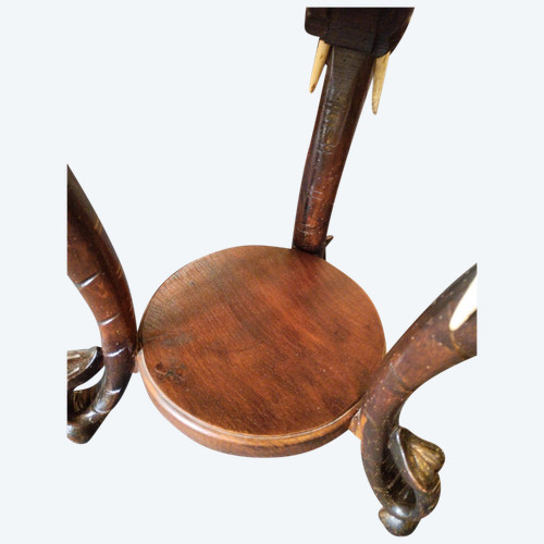 Sellette - Walnut- Tripod- Louis Majorelle - Elephant heads - c. 1880.