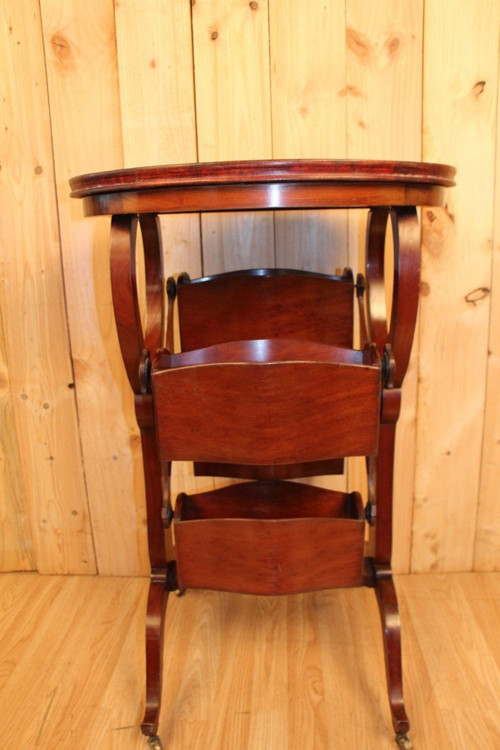 Mahogany Side Table, English, Magazine Holder