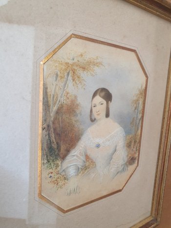 Portrait De Jeune Fille , Watercolor, 1842.