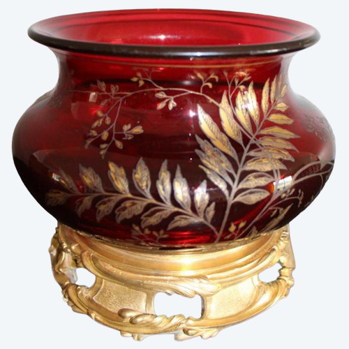 Vase Napoleon III Aus Kristall Und Vergoldeter Bronze