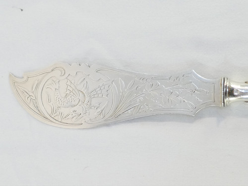 Solid SILVER fish service cutlery 19 eme Victor BOIVIN ( son)