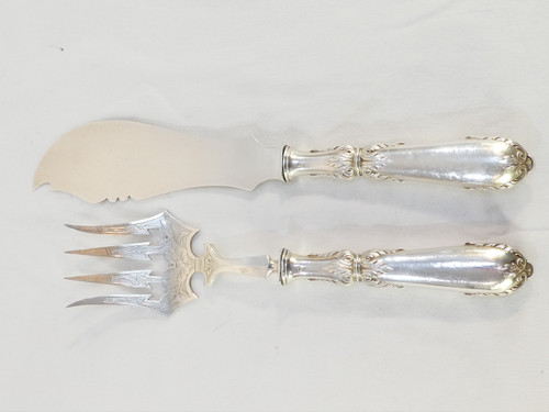 Solid SILVER fish service cutlery 19 eme Victor BOIVIN ( son)