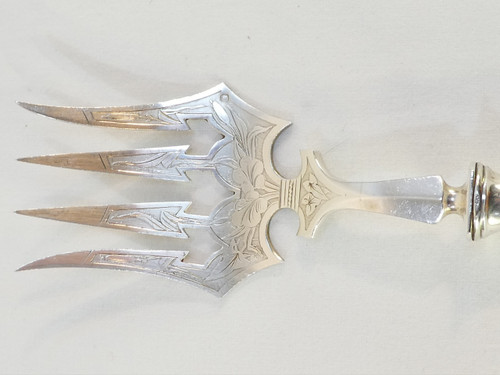 Solid SILVER fish service cutlery 19 eme Victor BOIVIN ( son)