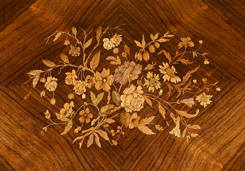 Table à Système en Marqueterie, style Louis XVI – 2ème moitié XIXe