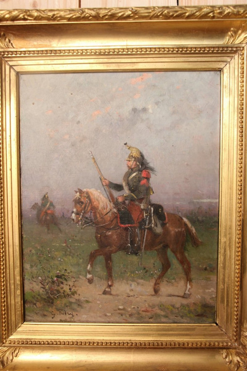 Oil on canvas by Gustave Oudry "the dragon on horseback"