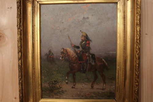 Oil on canvas by Gustave Oudry "the dragon on horseback"