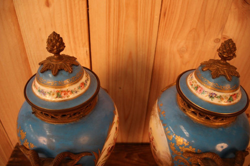 Pair of 19th Century Sèvres Porcelain and Gilt Bronze Vases