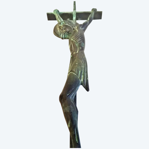 Christ sur croix en bronze début XXème