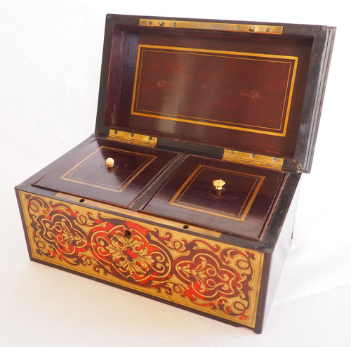 Vervelle Aîné: Boulle marquetry tea caddy, 19th century circa 1840 - 1850