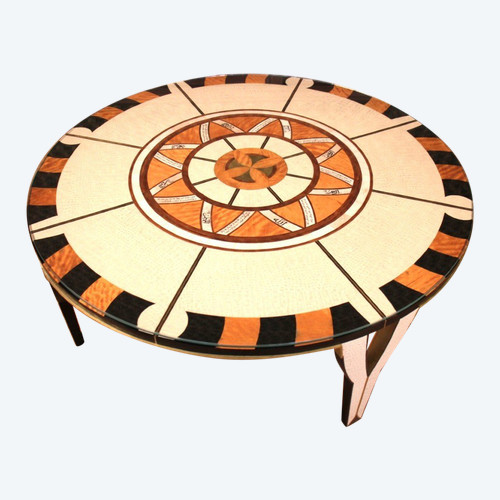 Circular Coffee Table In The Style Of Carlo Bugatti