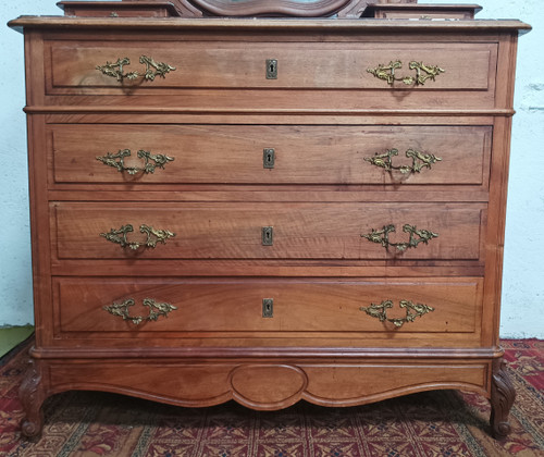 Commode coiffeuse Louis XV en noyer