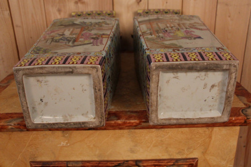 Large Pair Of Late 19th Century Chinese Porcelain Vases ( 62 Cm Height )