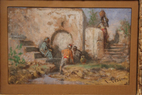 Orientalist pastel by Louis Tesson 19th century